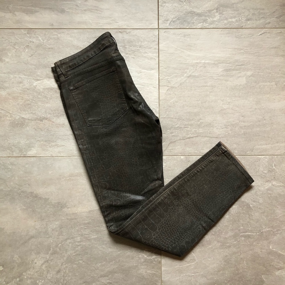 New Rich & Skinny Brown Snake Skin Waxed Jeans